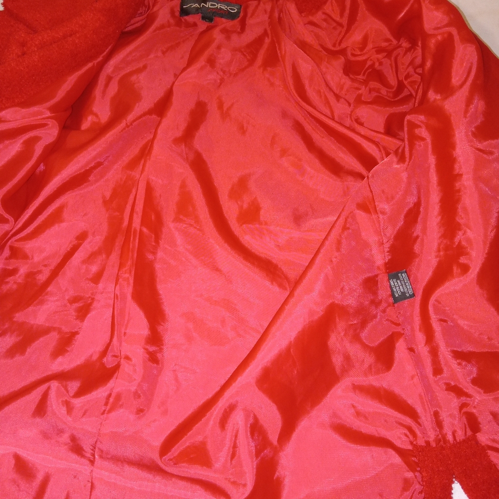 Nwot Sandro Sport Vintage Red Teddy Lined Blazer Small - Picture 5 of 12